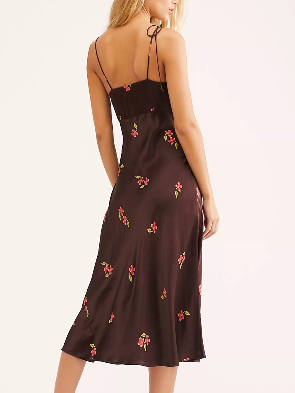 Free People Daisy Midi Slip Dress in Chocolate Nibs Combo - Size M - Picture 3 of 7